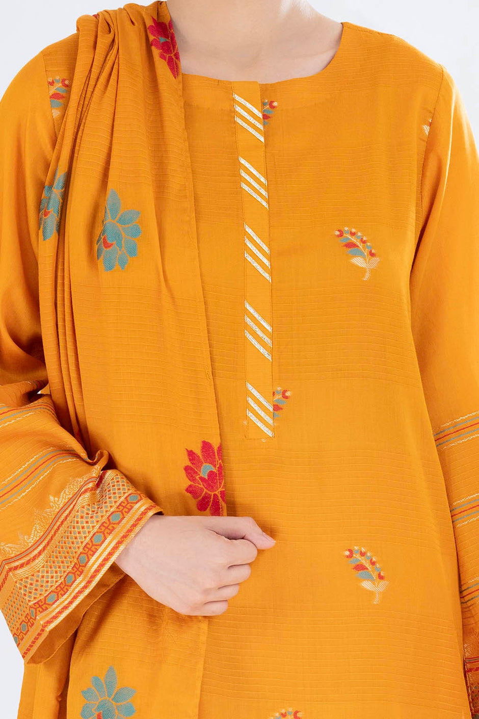 3 Piece Unstitched Jacquard Suit