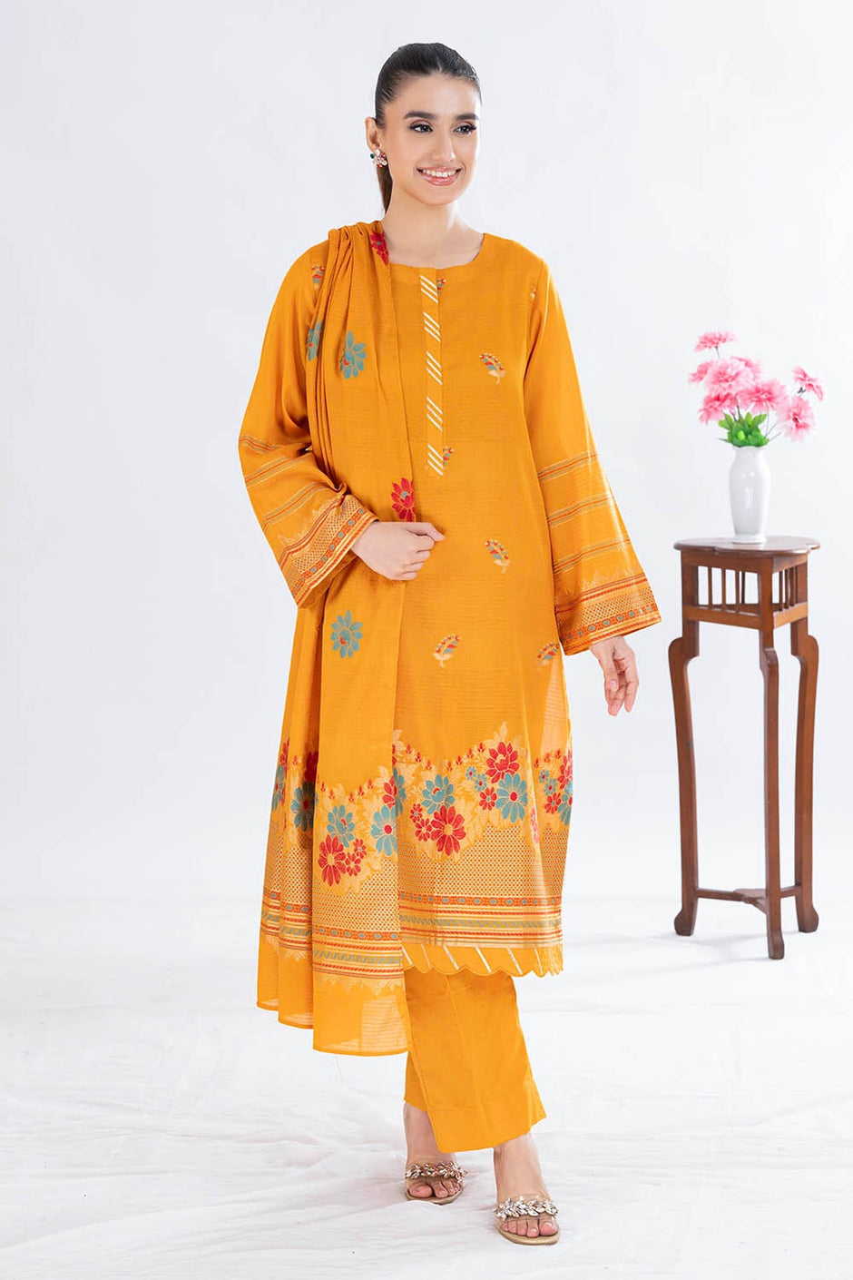 3 Piece Unstitched Jacquard Suit