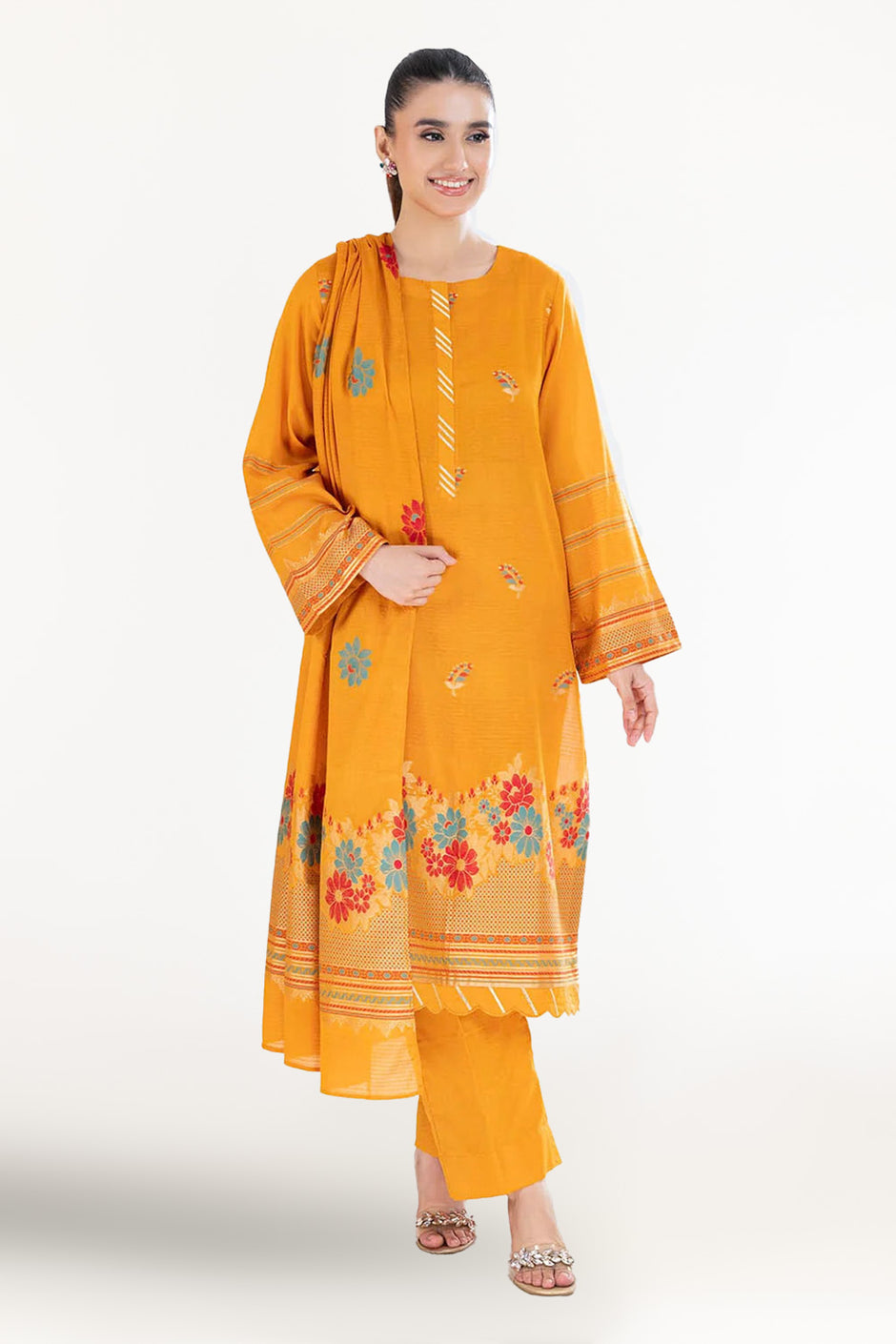 3 Piece Unstitched Jacquard Suit