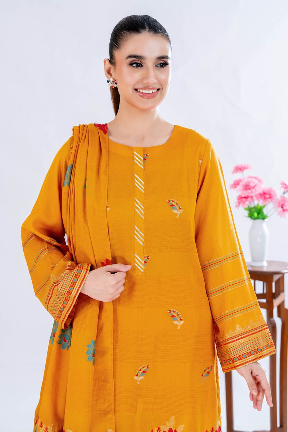 3 Piece Unstitched Jacquard Suit