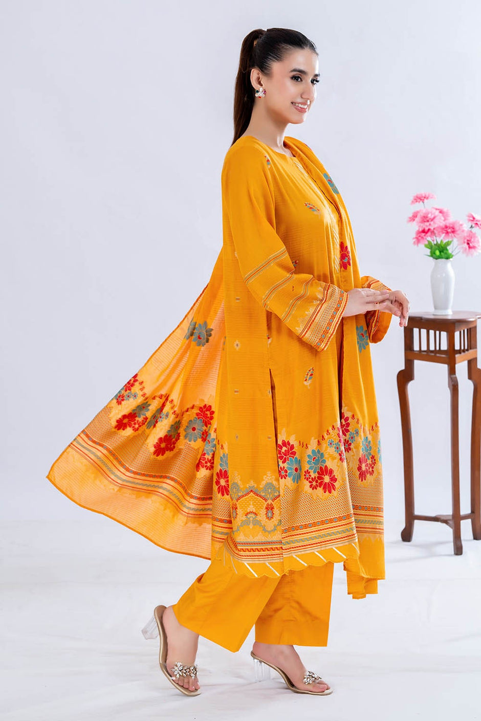 3 Piece Unstitched Jacquard Suit
