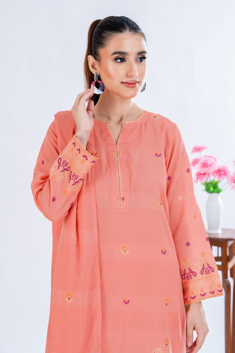 3 Piece Unstitched Jacquard Suit