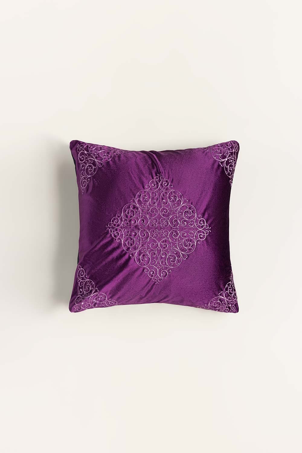 Jali Velvet Embroidered Cushion Cover