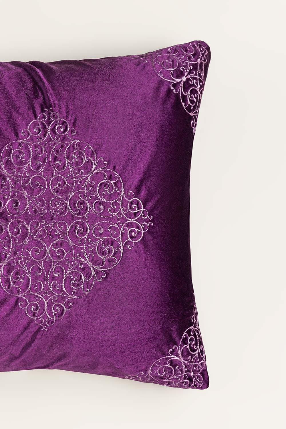 Jali Velvet Embroidered Cushion Cover