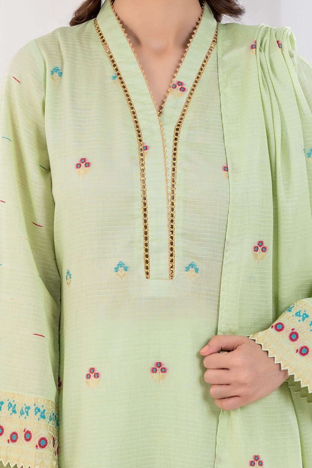3 Piece Unstitched Jacquard Suit