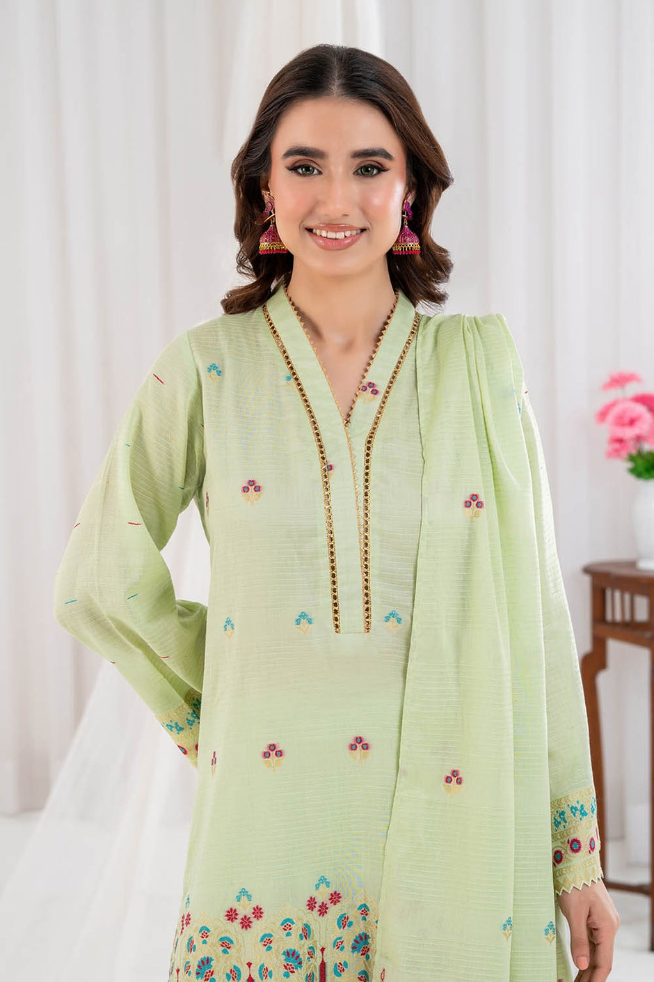 3 Piece Unstitched Jacquard Suit
