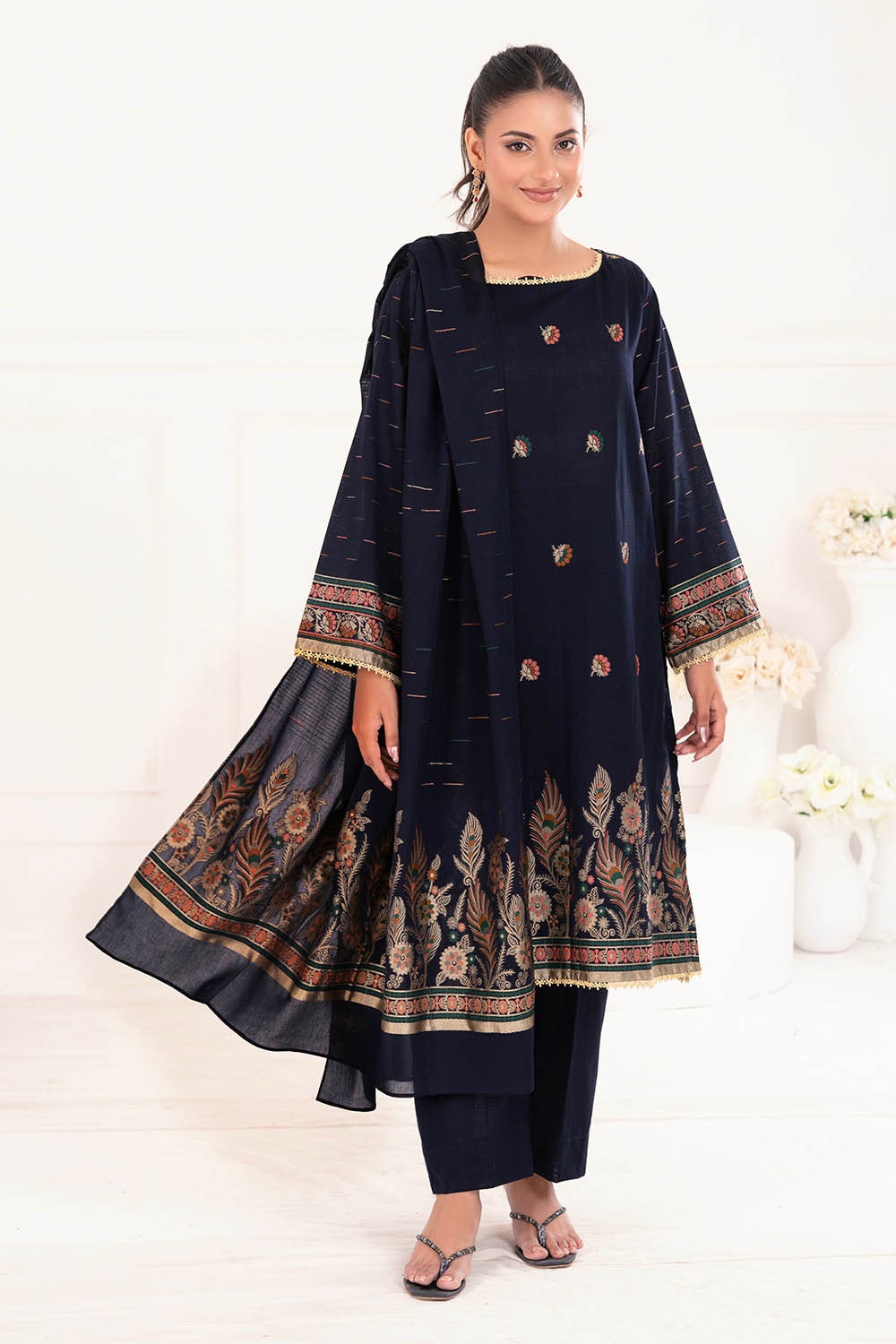 3 Piece Unstitched Jacquard Suit
