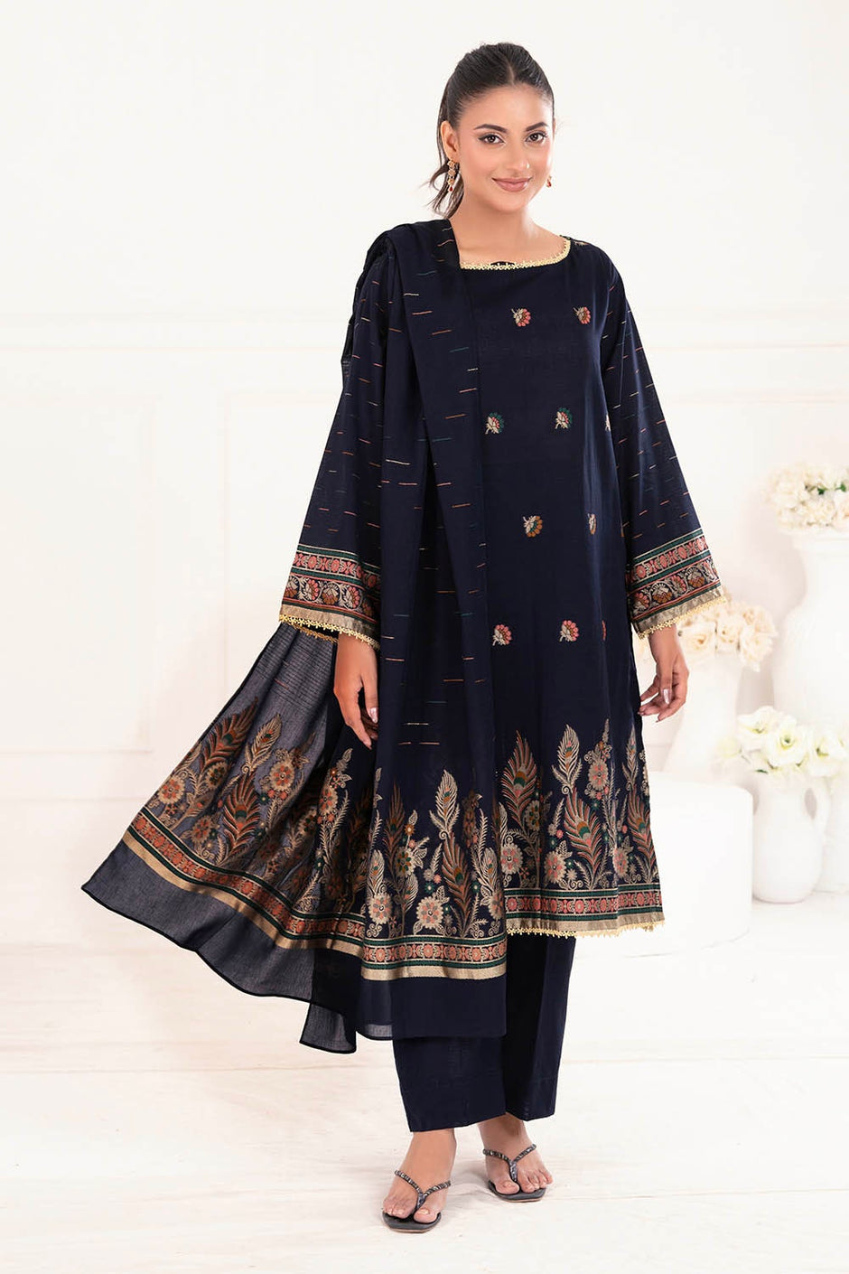 3 Piece Unstitched Jacquard Suit