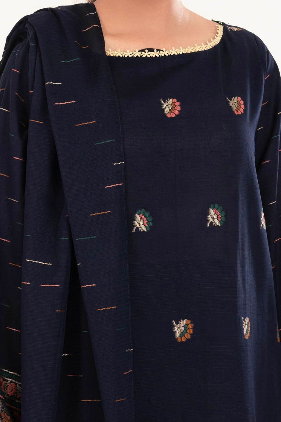 3 Piece Unstitched Jacquard Suit