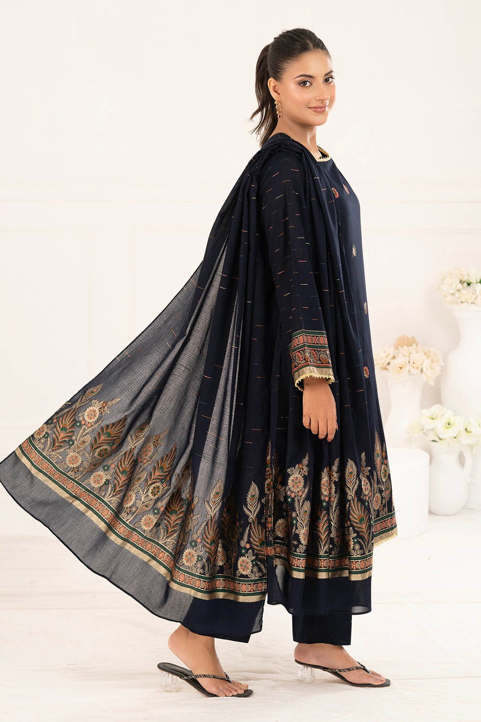 3 Piece Unstitched Jacquard Suit