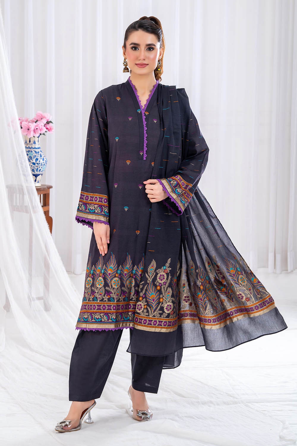 3 Piece Unstitched Jacquard Suit CLP-52176 F