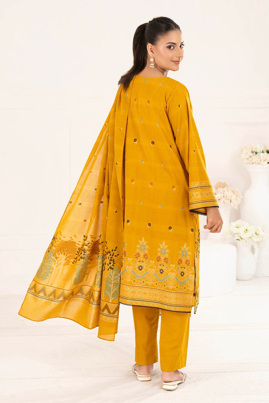 3 Piece Unstitched Jacquard Suit