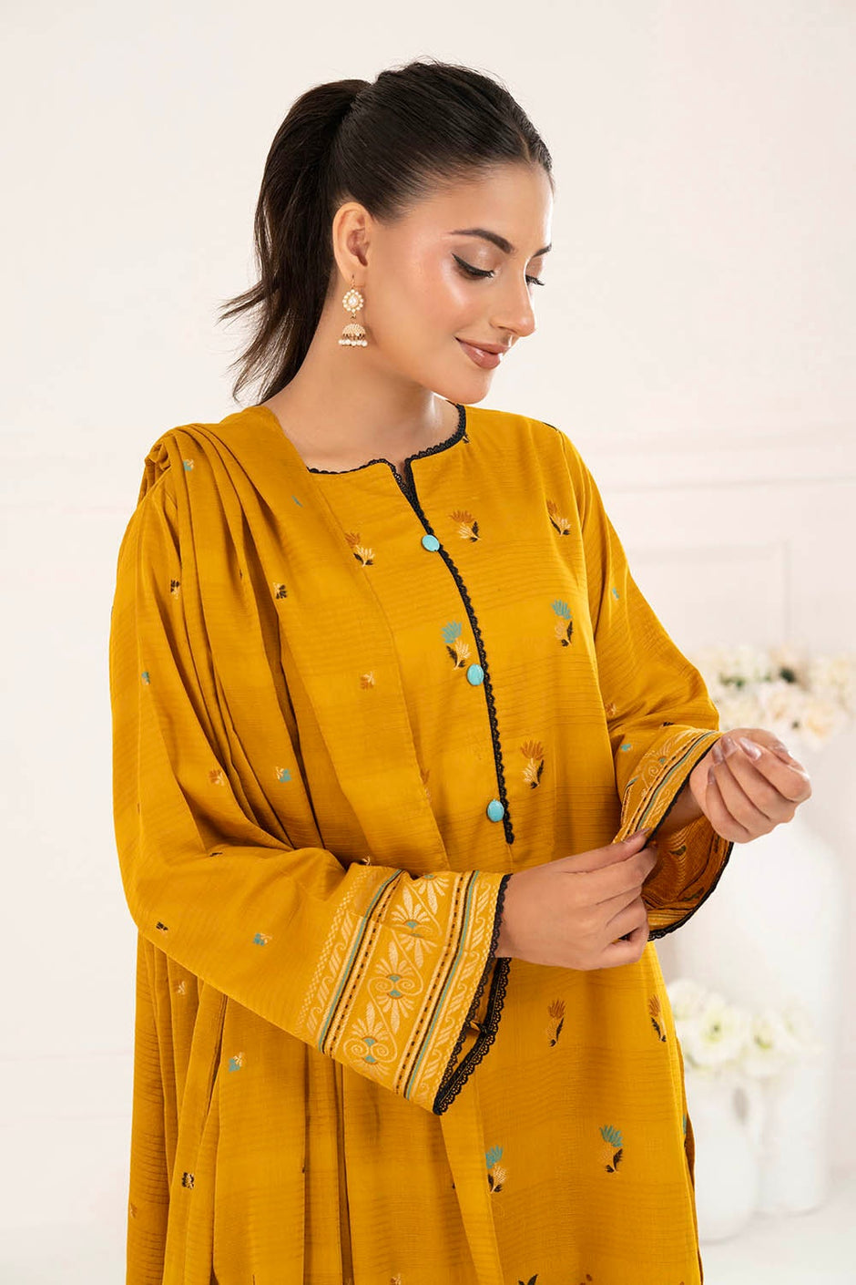 3 Piece Unstitched Jacquard Suit