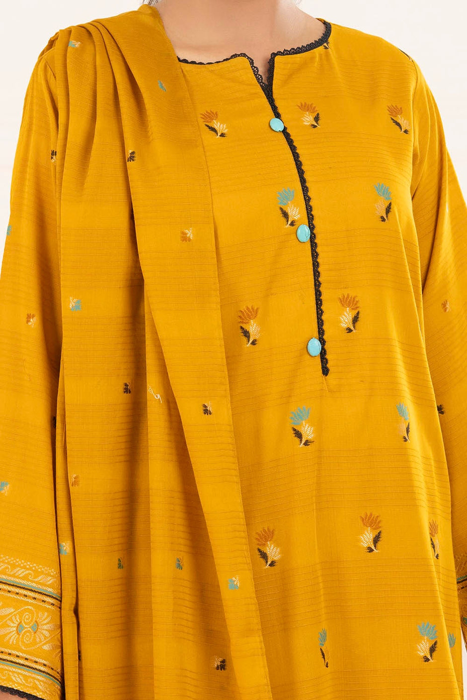 3 Piece Unstitched Jacquard Suit