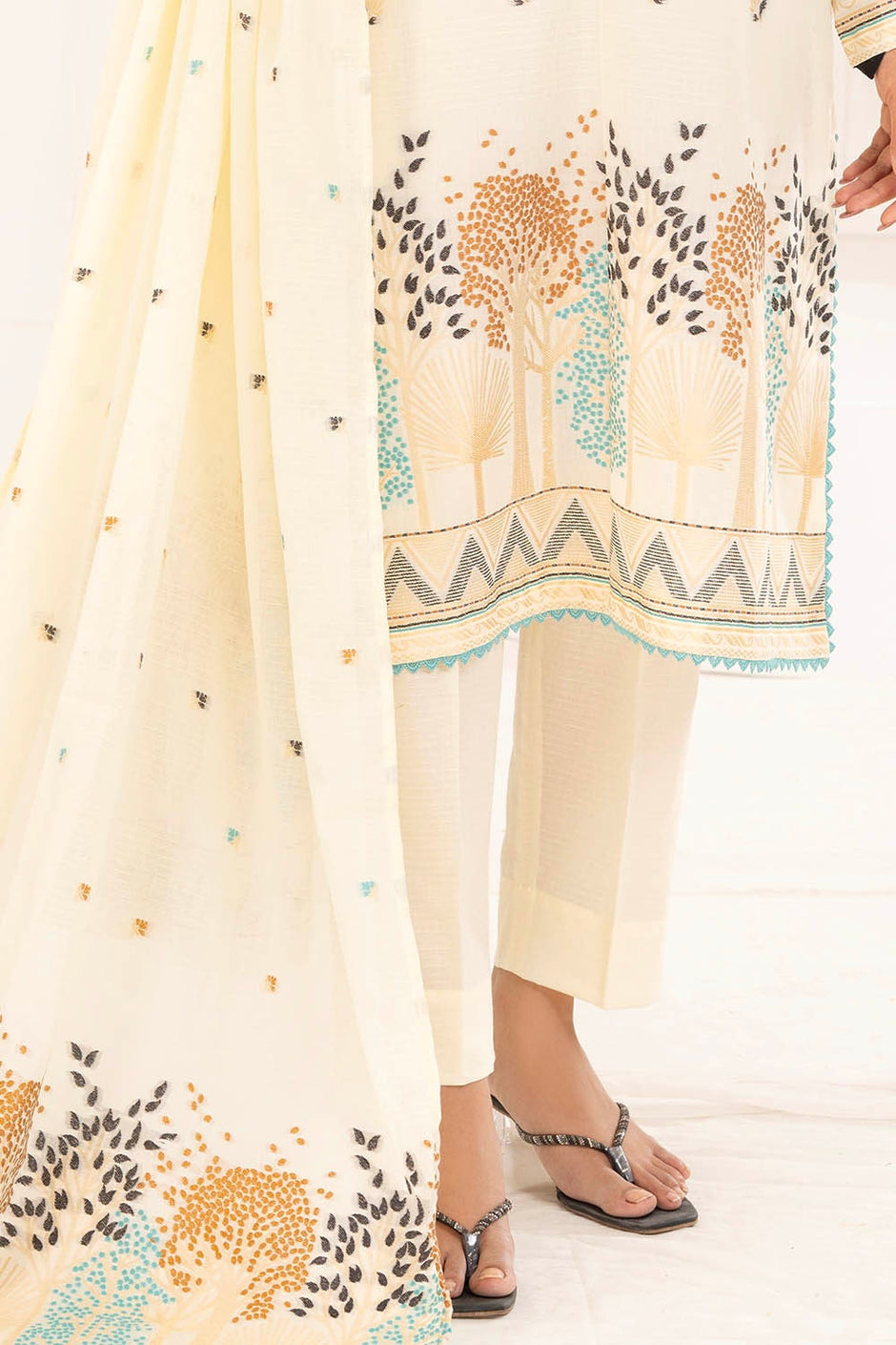 3 Piece Unstitched Jacquard Suit
