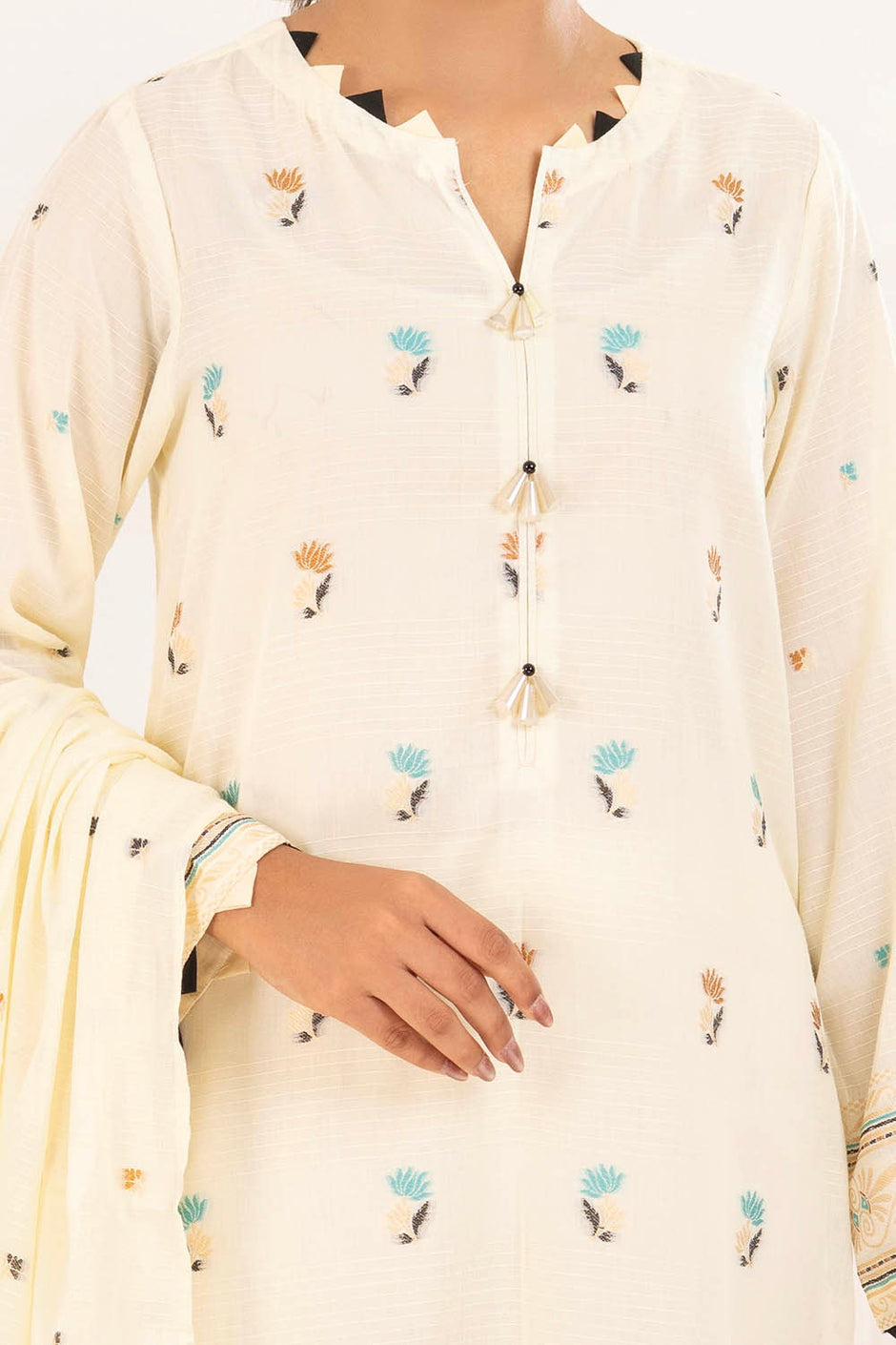 3 Piece Unstitched Jacquard Suit
