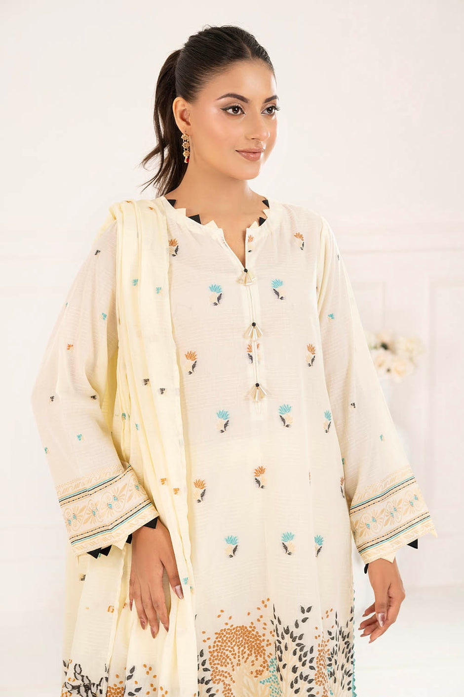 3 Piece Unstitched Jacquard Suit