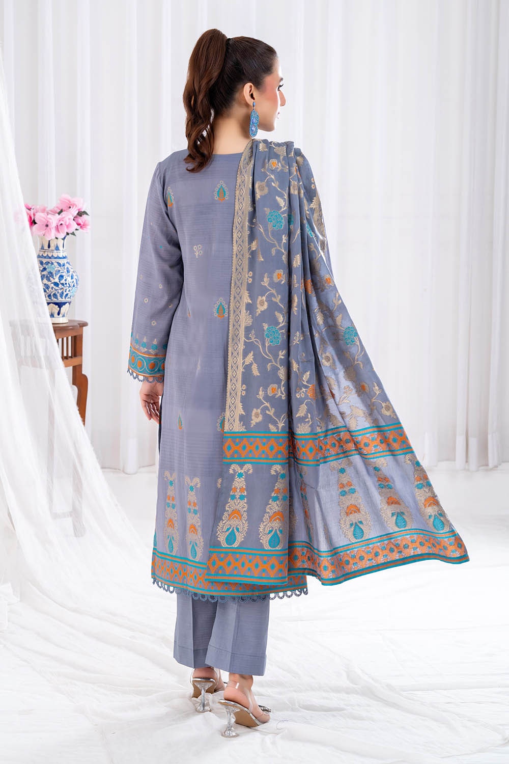 3 Piece Unstitched Jacquard Suit CLP-52178 H
