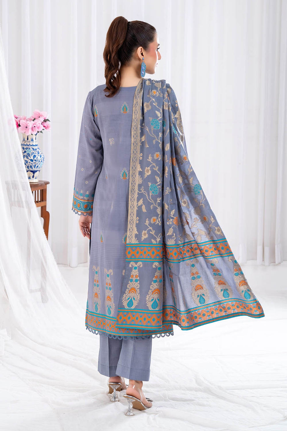 3 Piece Unstitched Jacquard Suit