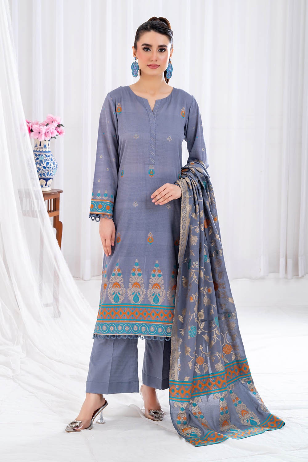 3 Piece Unstitched Jacquard Suit CLP-52178 H