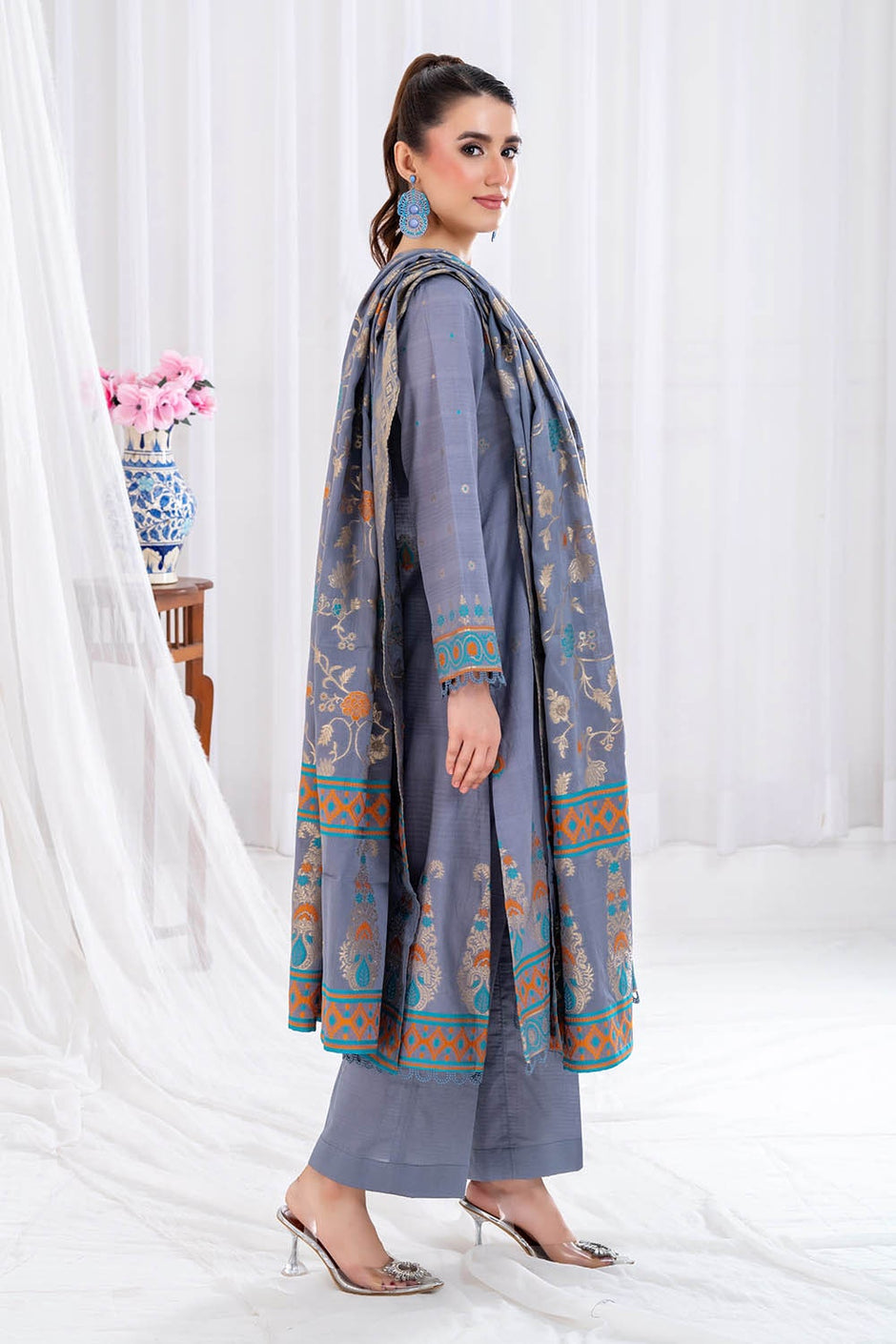 3 Piece Unstitched Jacquard Suit
