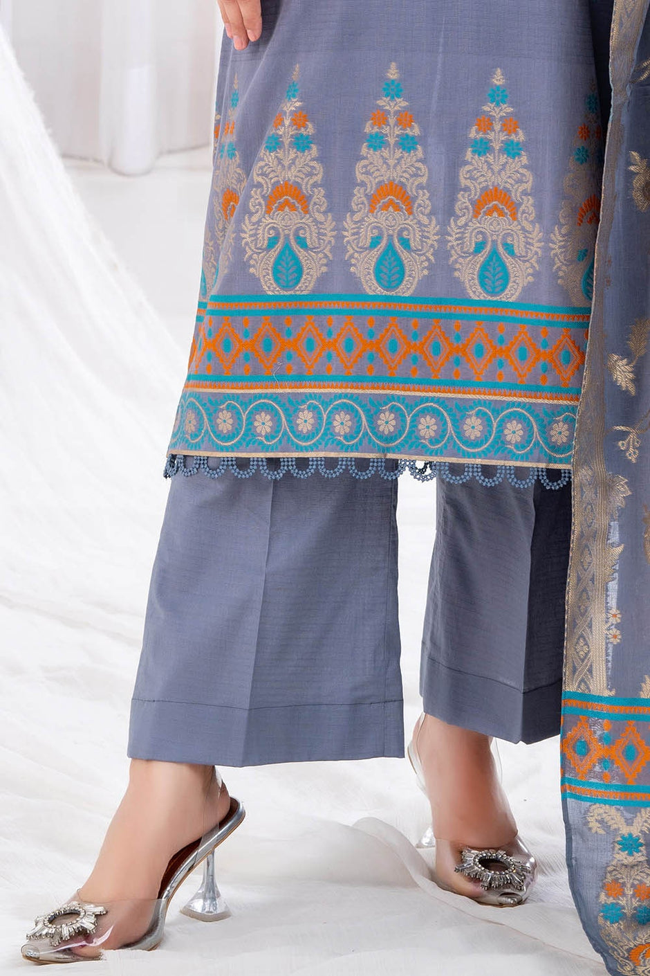 3 Piece Unstitched Jacquard Suit