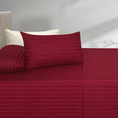 Jester Red Stripe Satin T-250 Bed Sheet Set