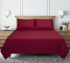 Jester Red Stripe Satin T-250 Bed Sheet Set