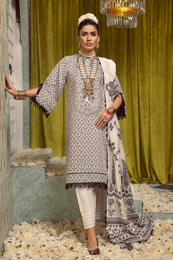 3 Piece Embroidered Jacquard Unstitched Suit with Dupatta JD-42002