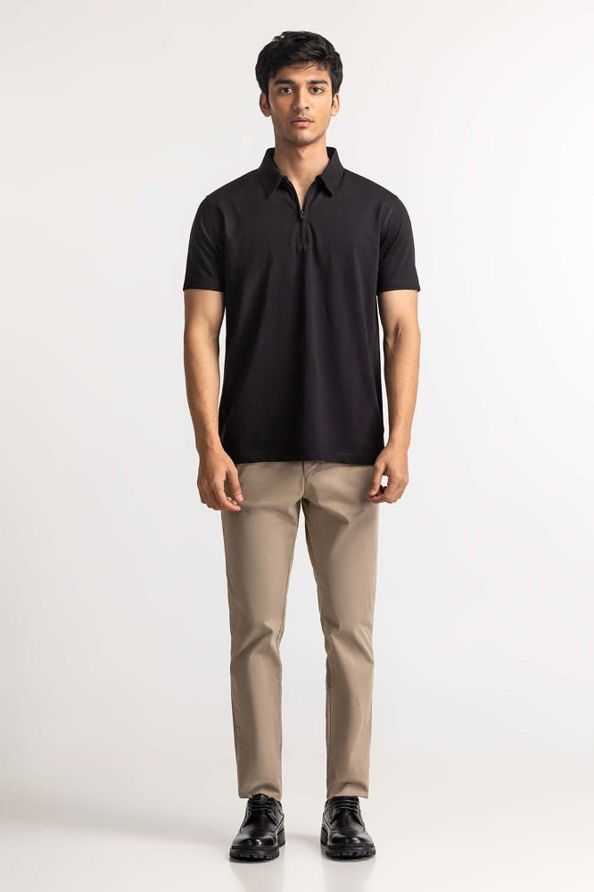 Jet Black Zipp Polo PS-FSHN24-082