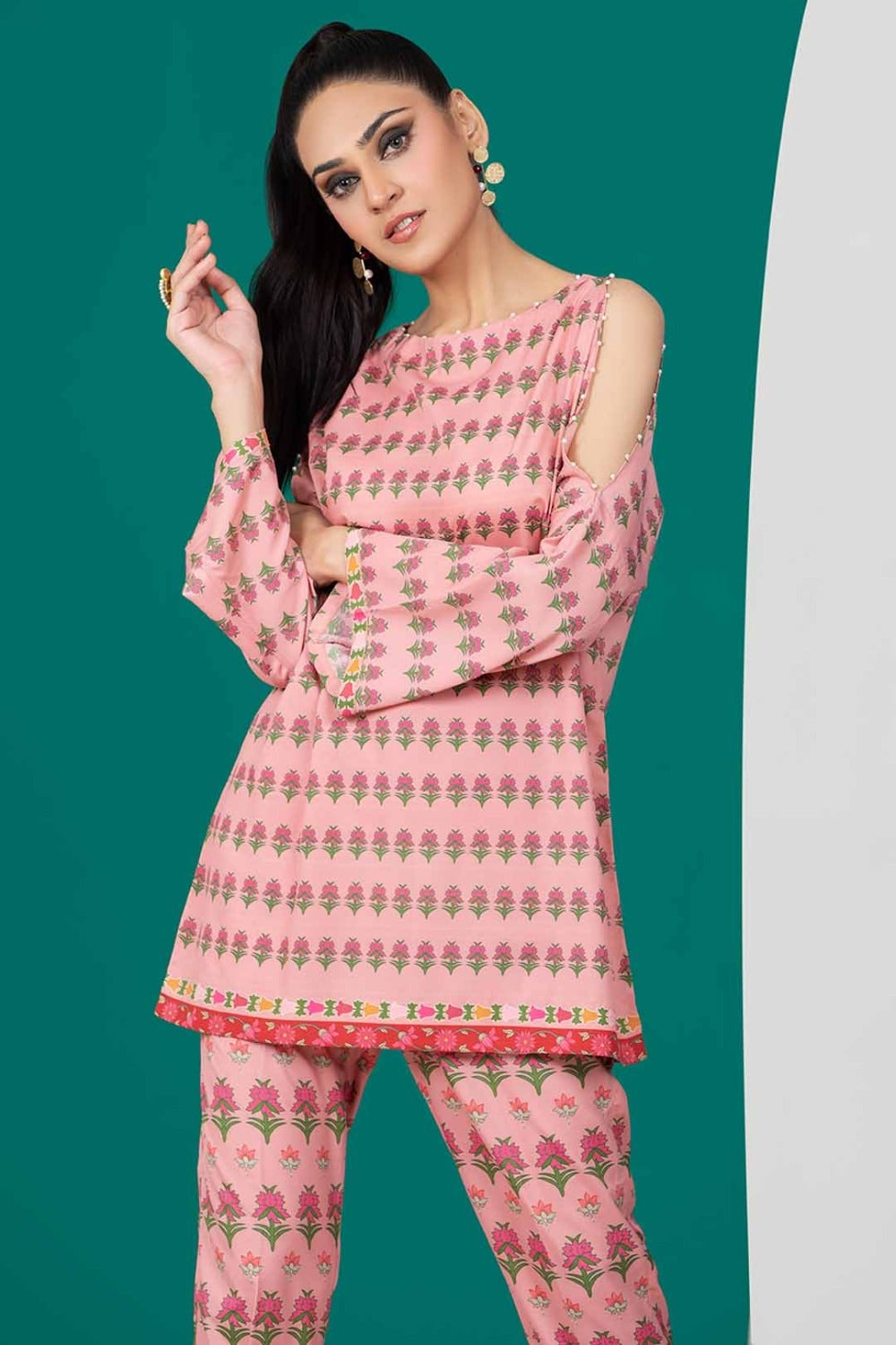 2 Piece Unstitched Digital Printed Silk Shirt and Trouser TS-22003