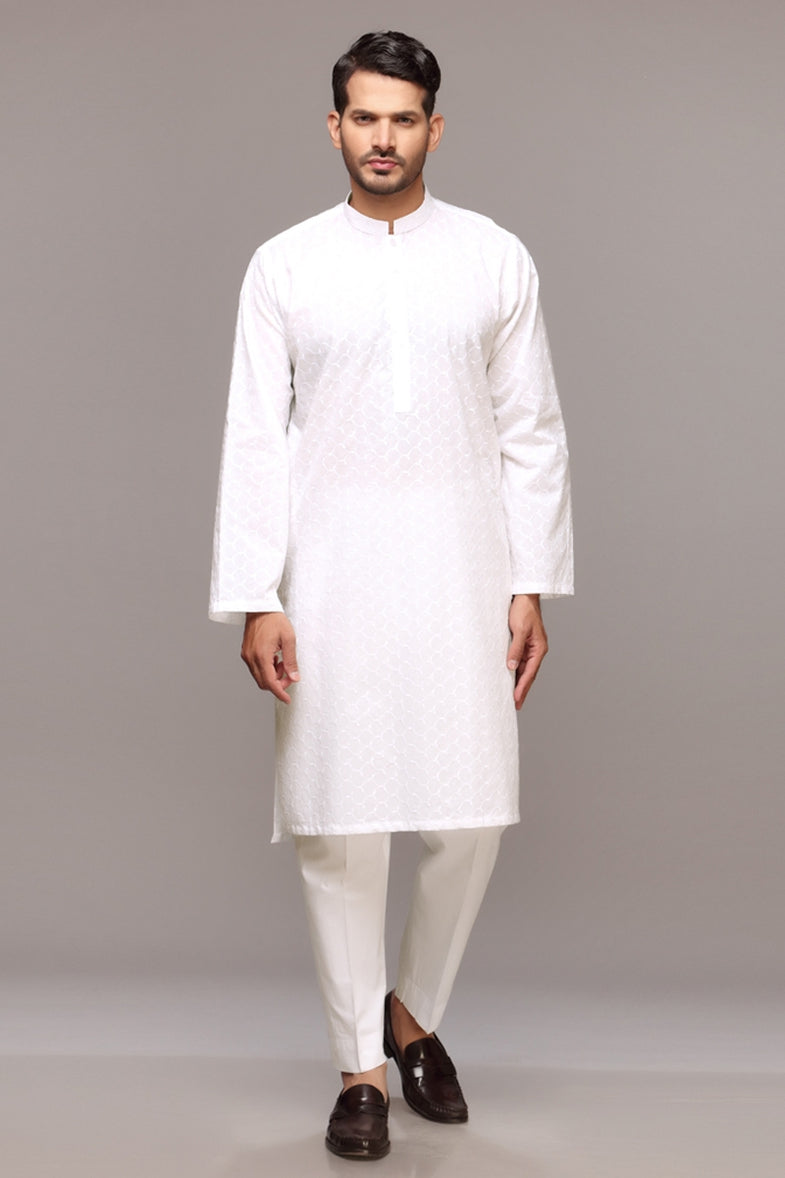 White Unstitched Fabric Chikan Kari-GA-81