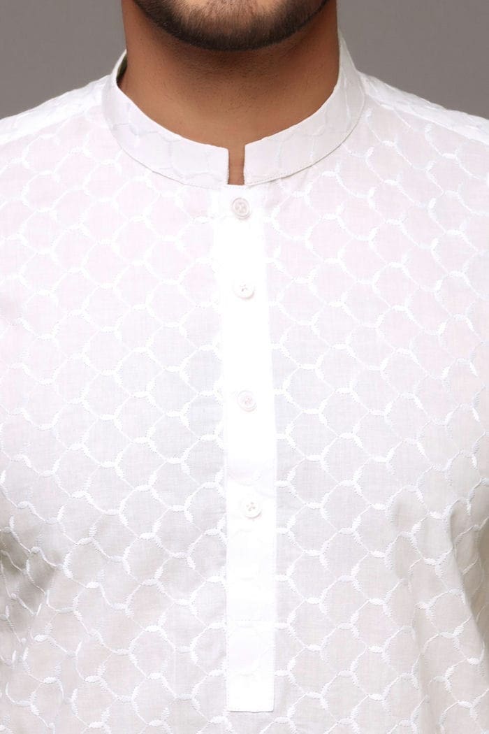 White Unstitched Fabric Chikan Kari-GA-81