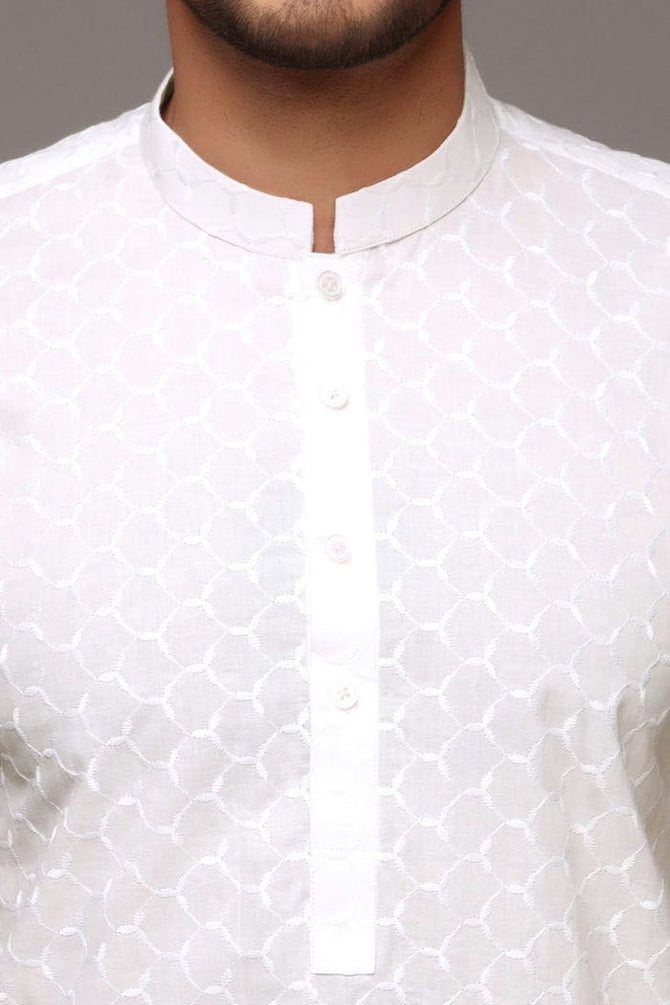 White Unstitched Fabric Chikan Kari-GA-81
