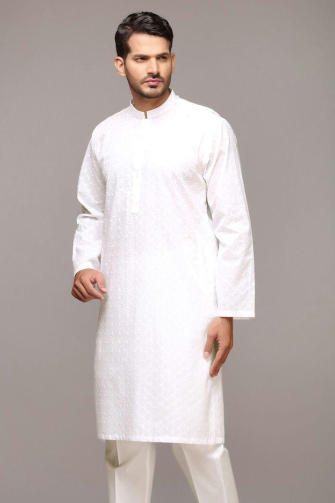 White Unstitched Fabric Chikan Kari-GA-81