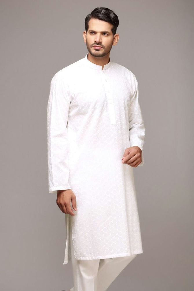 White Unstitched Fabric Chikan Kari-GA-81