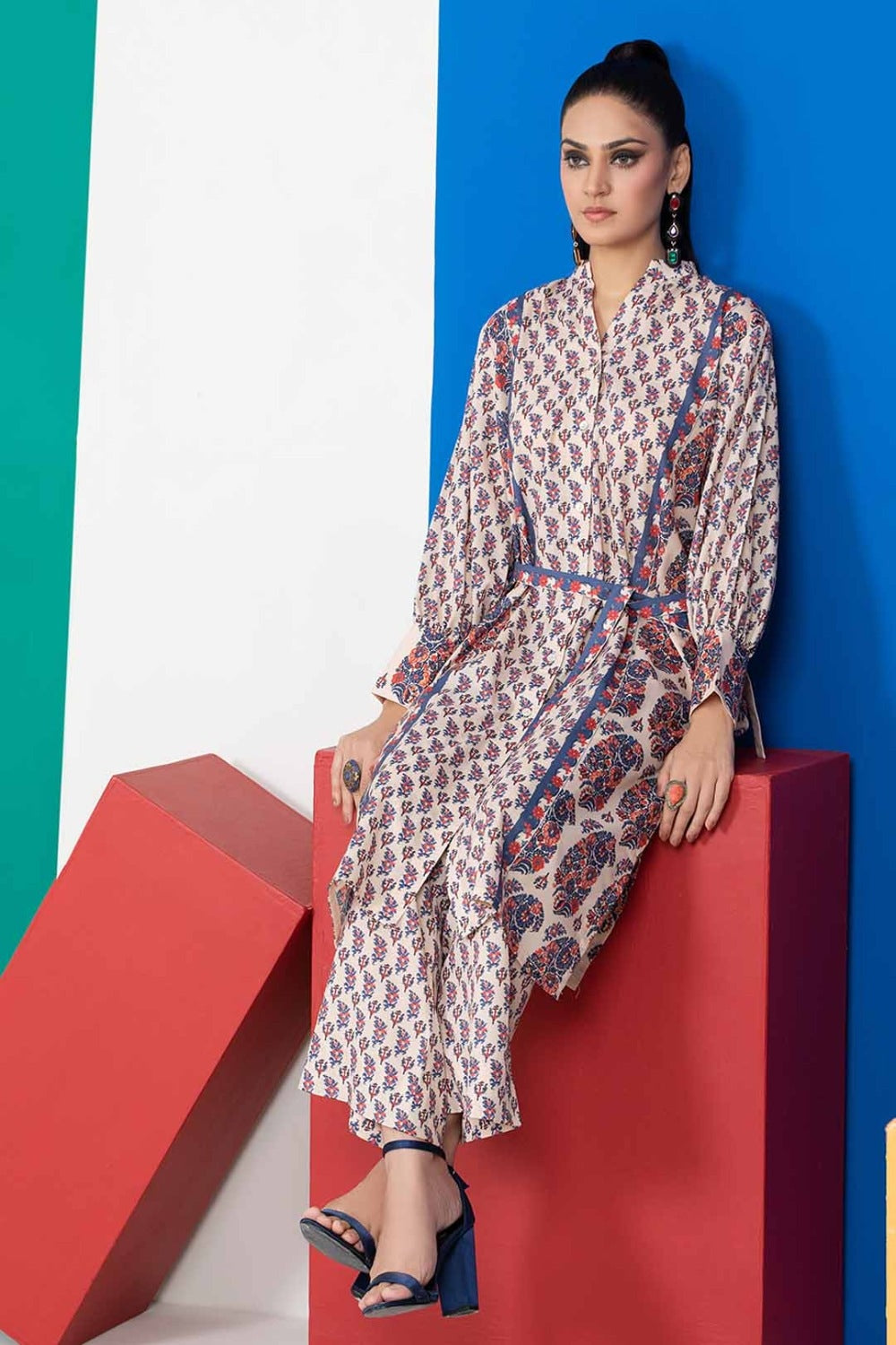 2 Piece Unstitched Digital Printed Silk Shirt and Trouser TS-22006