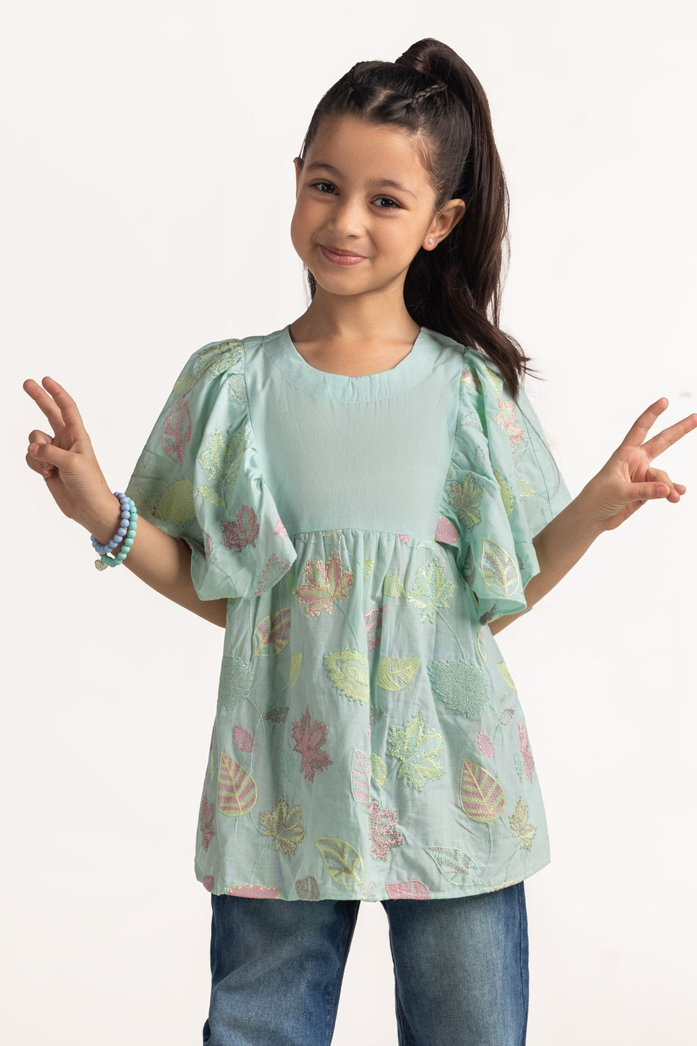 Junior Girls Embroidery Top JG-DRS-SS25-108
