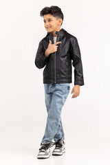 Junior Boy Black PU Jacket 224-310-006
