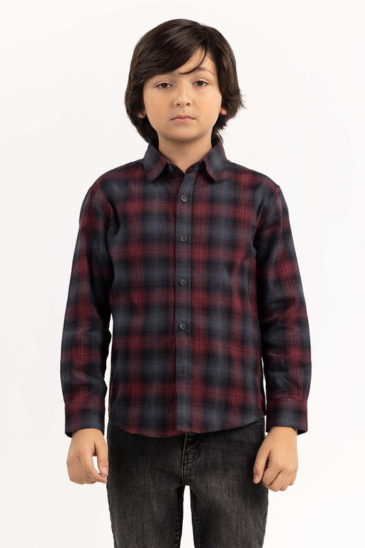 Junior Boy Red And Black Casual Shirt 224-317-015
