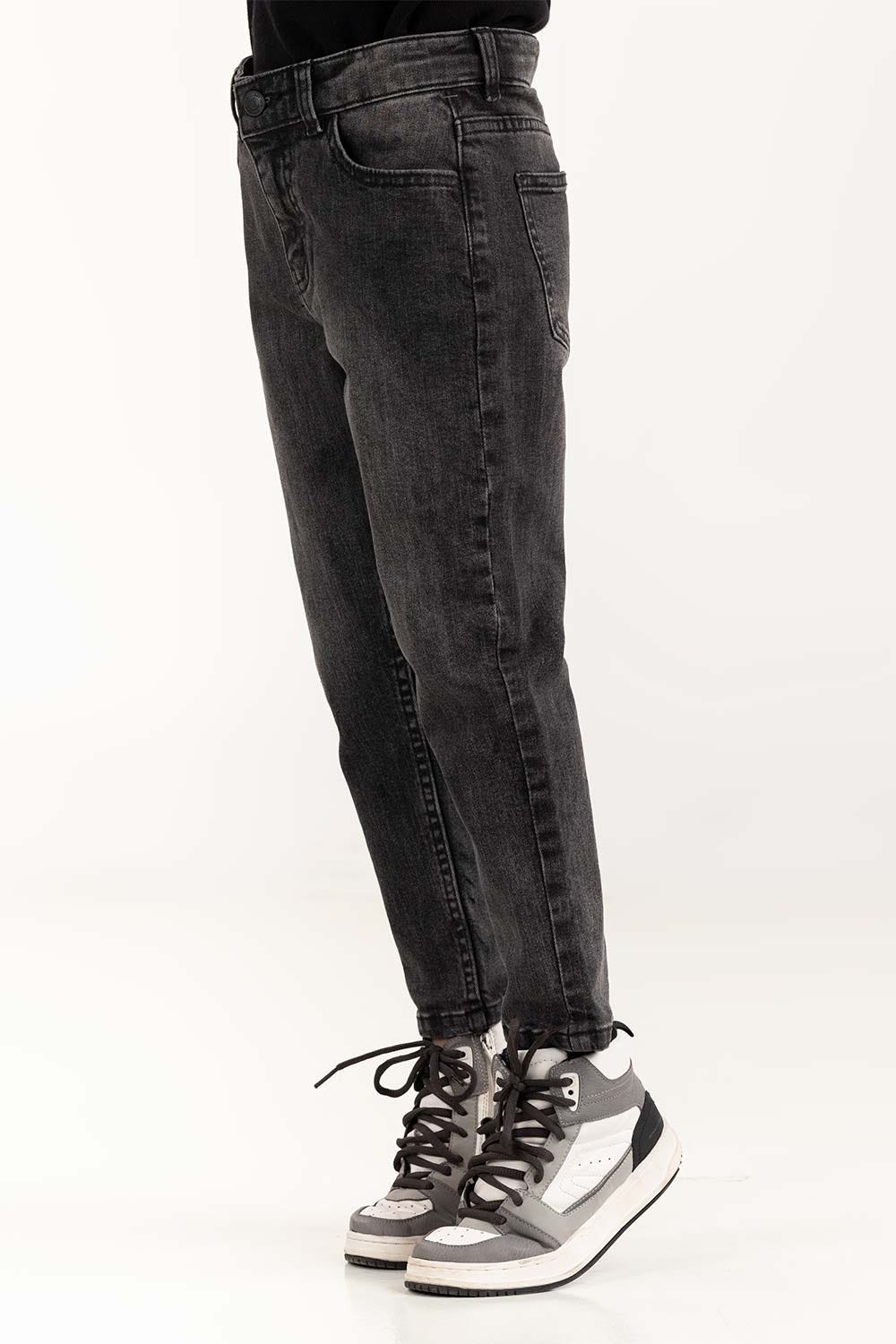 Junior Boy Dark Grey Five Pocket Jeans 224-321-010
