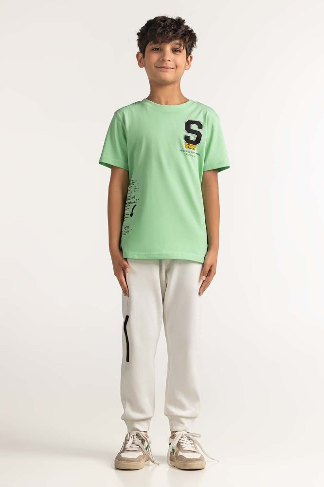 Junior Boy Light Green Printed Tee JB-TS-SS24-014