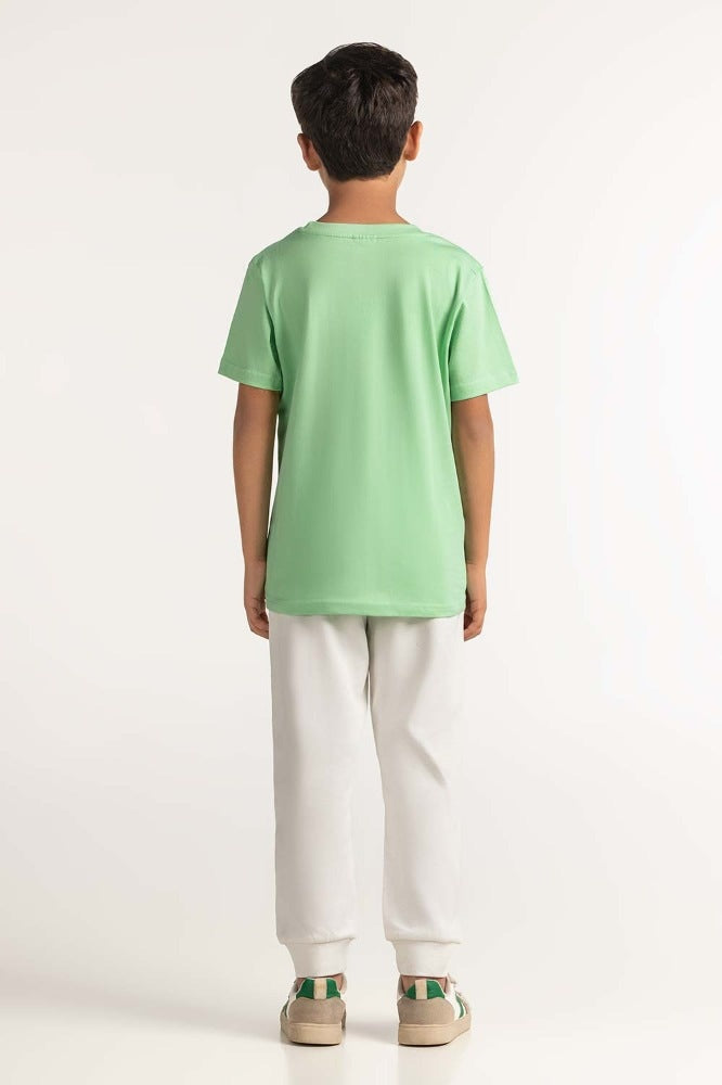 Junior Boy Light Green Printed Tee JB-TS-SS24-014