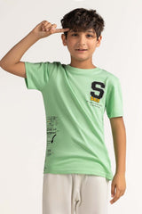 Junior Boy Light Green Printed Tee JB-TS-SS24-014