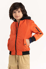 Junior Boy Orange Hooded Jacket 224-310-009