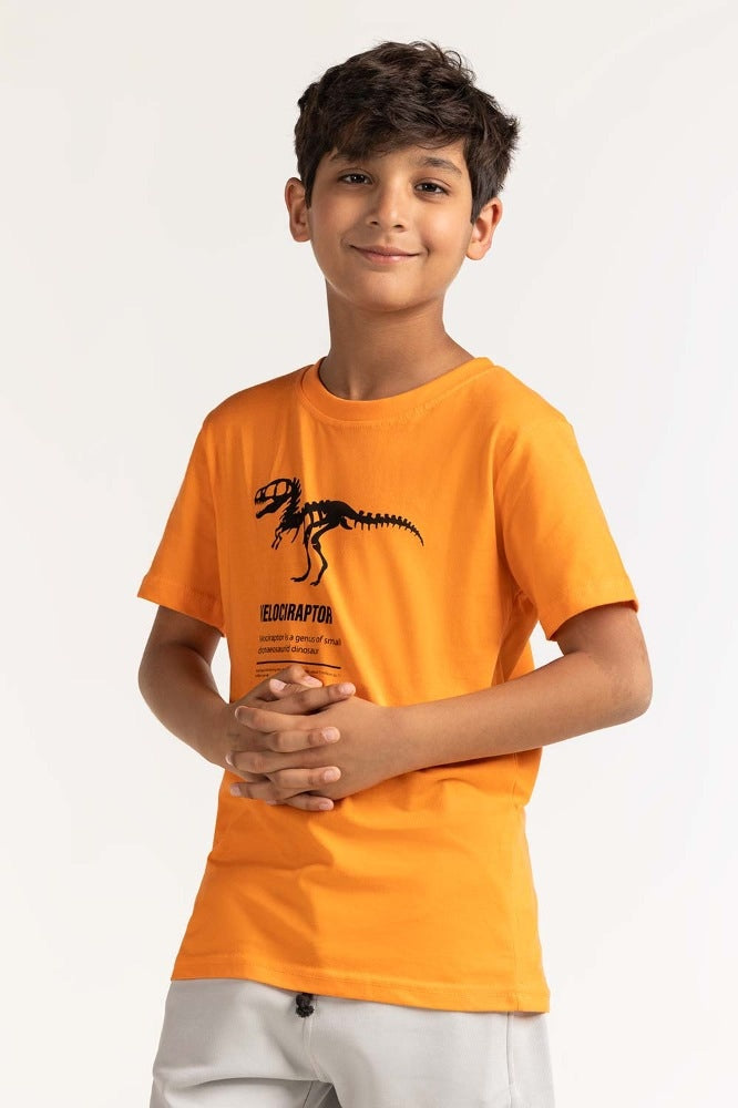 Junior Boy Orange Printed Tee JB-TS-SS24-016