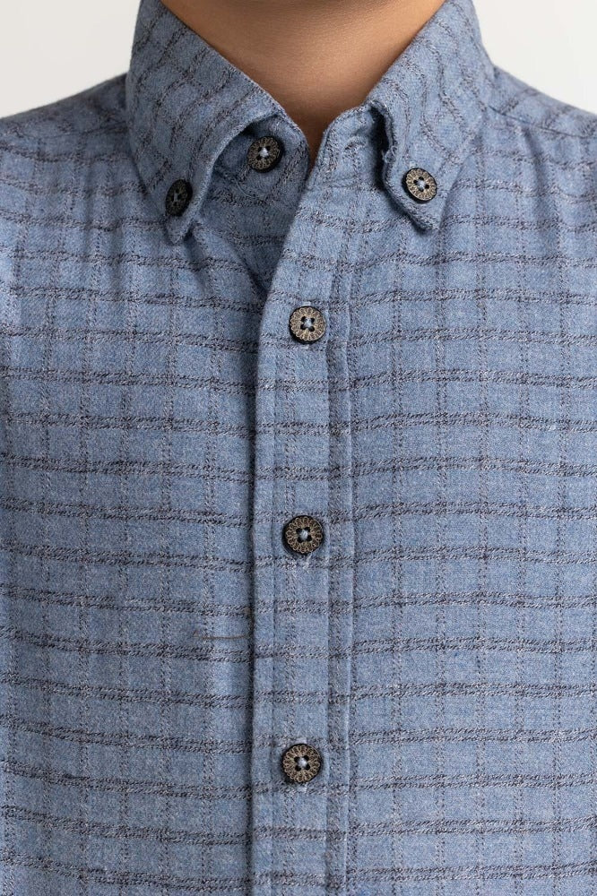 Junior Boy Sky Checkered Casual Shirt 224-317-010
