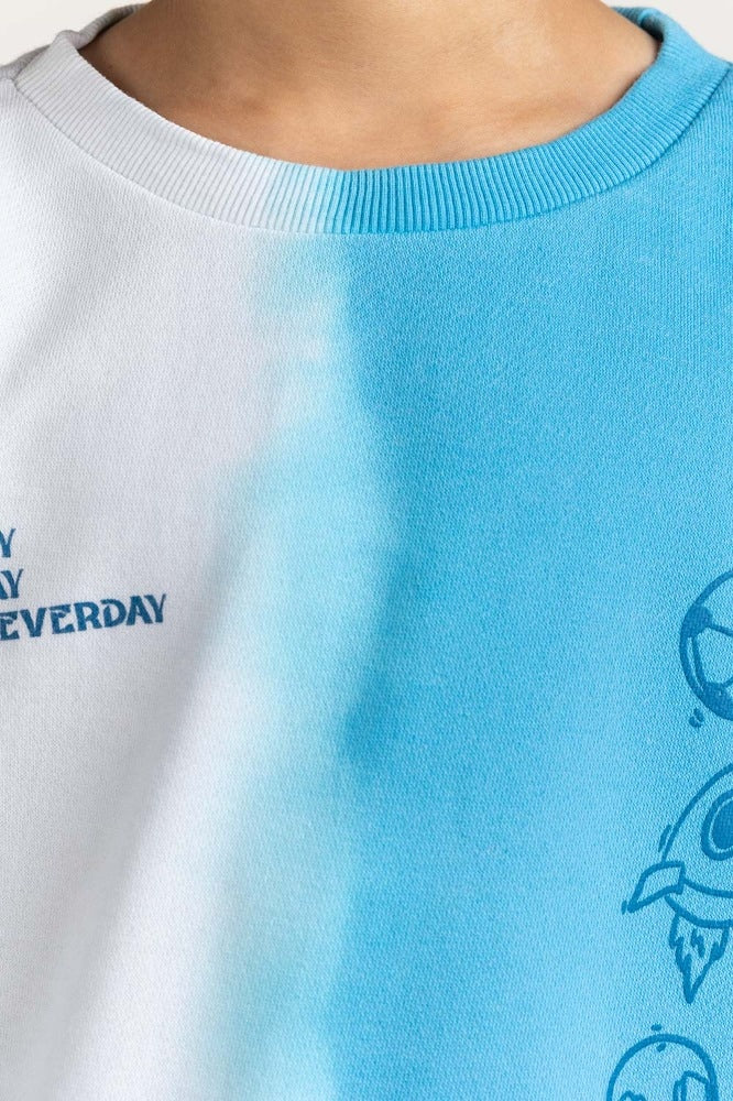 Junior Boy White Printed Sweatshirt 224-312-064