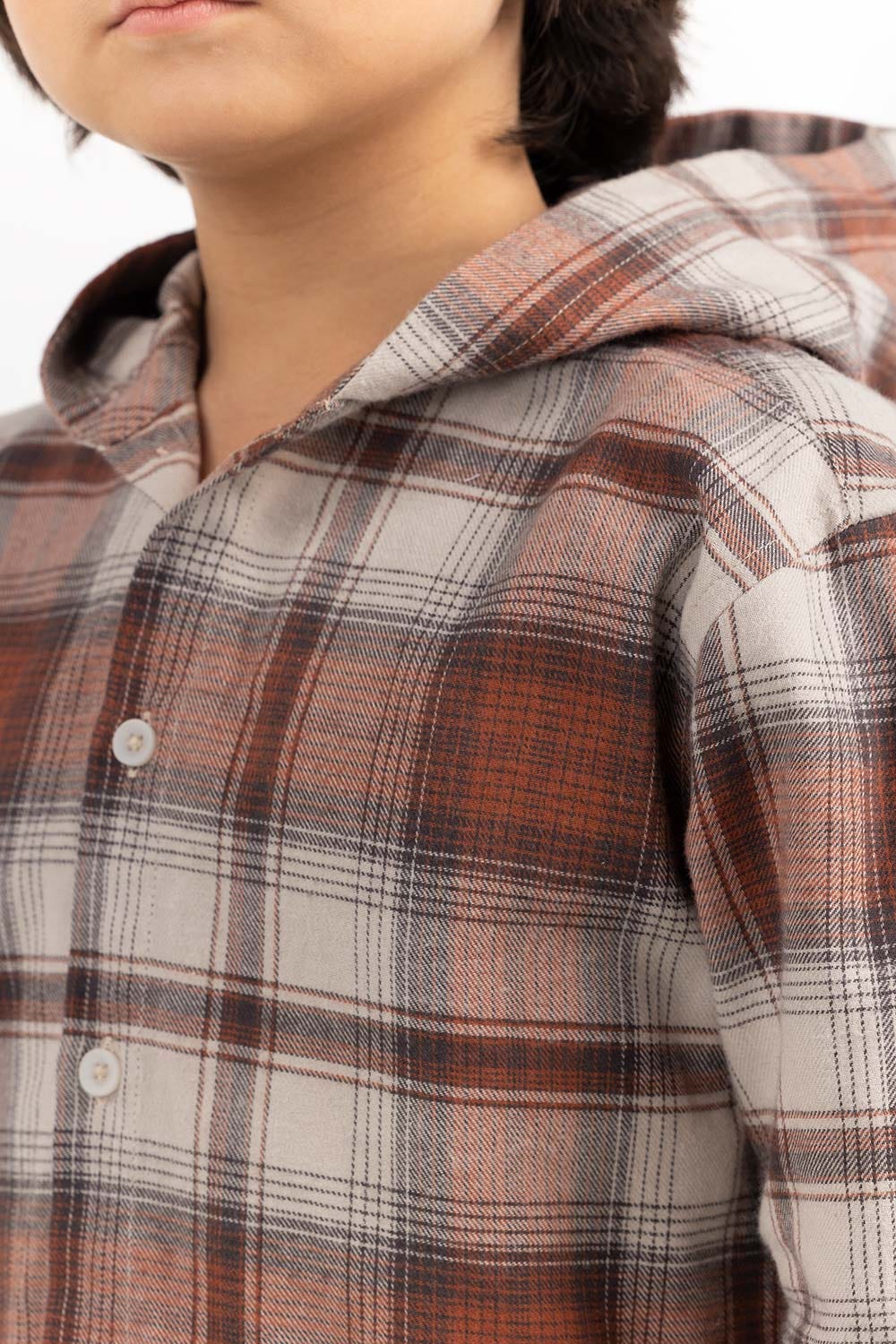 Junior Boy Rust And Beige Casual Shirt 224-317-007