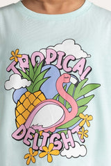 Junior Girl Aqua Printed Tee JG-TS-SS24-012